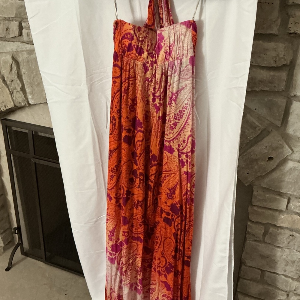 Tommy Bahama Orange and Pink Paisley Maxi Dress - Picture 2 of 4